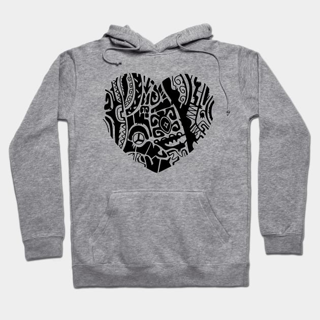 Heart Maori Tribal Valentine Hoodie by DiegoCarvalho